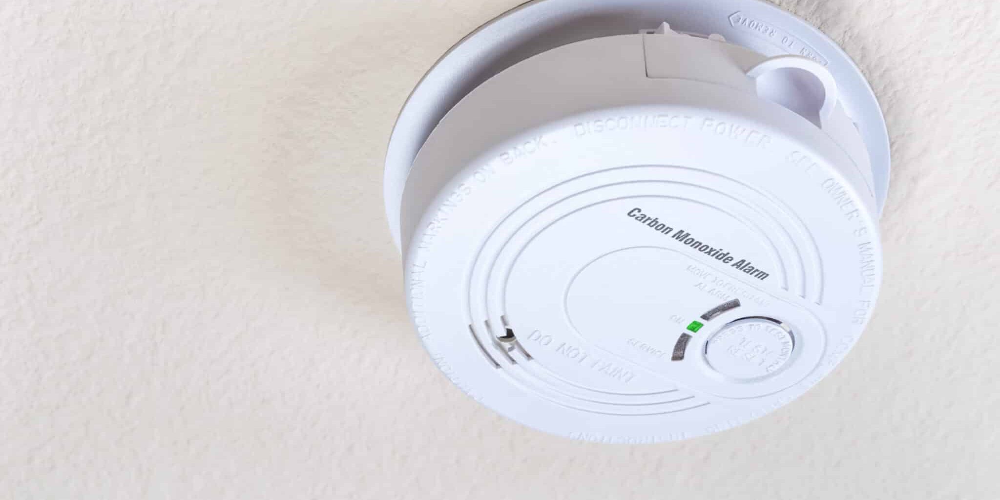 Carbon monoxide alarm on the ceiling