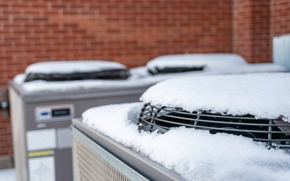 Outdoor mechanical air conditioning units idling during the wint
