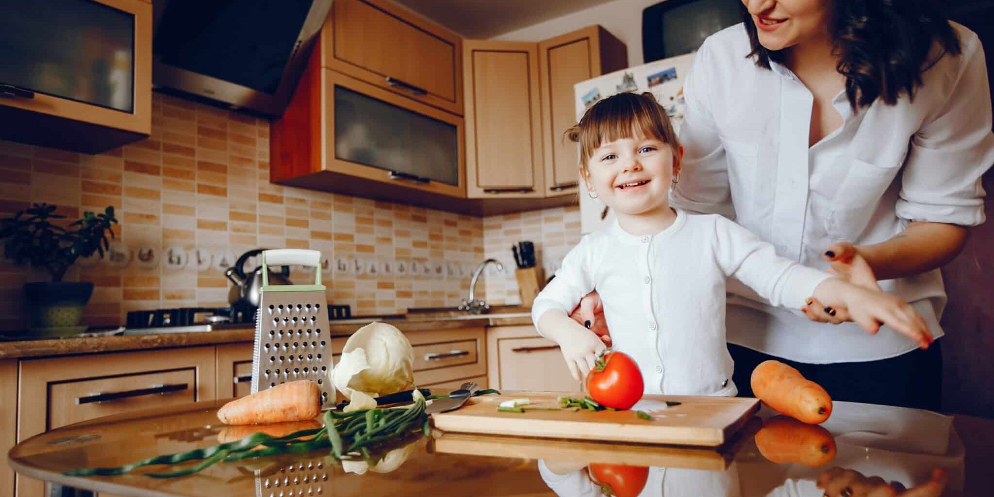family in a kitchen