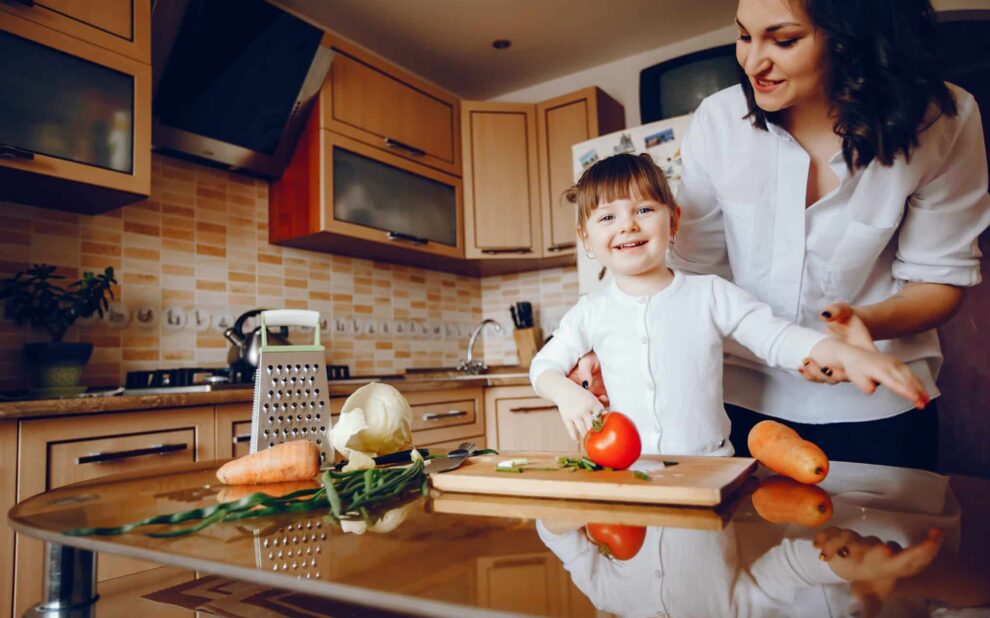 family in a kitchen